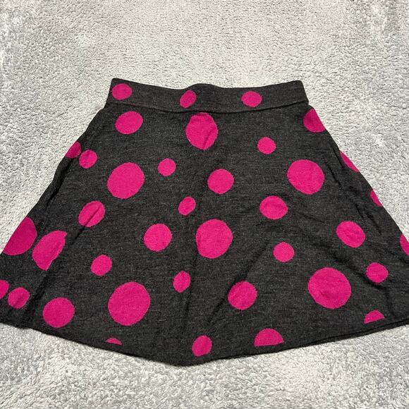 Krimson Klover Dresses & Skirts - Krimson Klover Skirt Womens Small Gray Pink Merino Wool Silk Blend Polka Dot